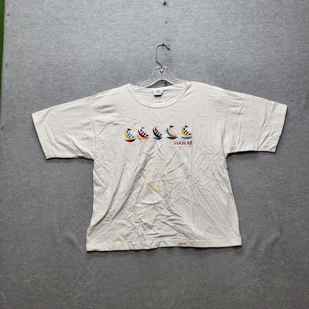 VINTAGE Crazy Shirts Women Shirt OS Single Stitch Boats Hawaii 90s USA READ